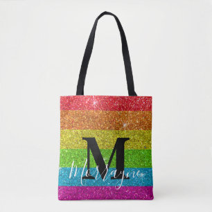 Trendy Monogram Gay Pride LGBTQ Rainbow Glitzer