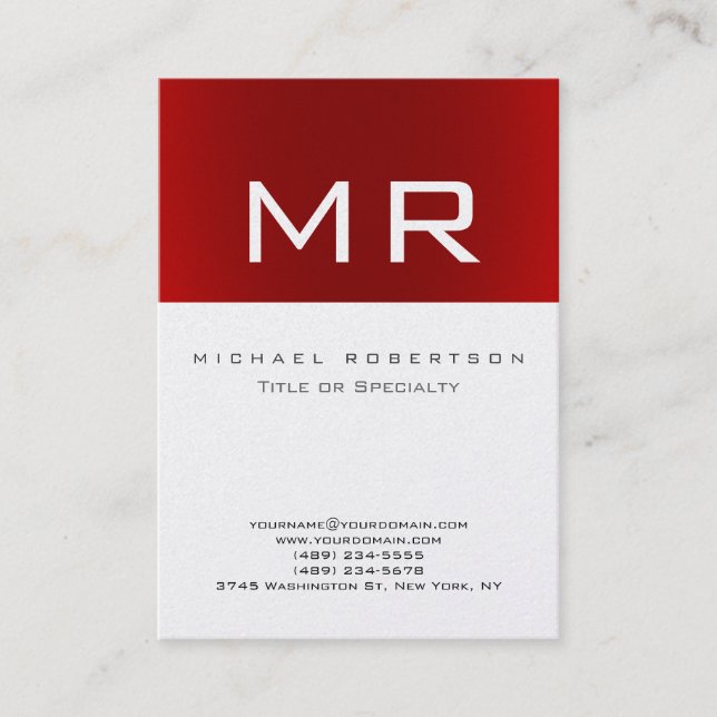 Trendy Monogram Gold Rot Strip Business Card Visitenkarte (Vorderseite)