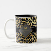 Trendy Monogram Leopard Print | Schwarzes Grau & G