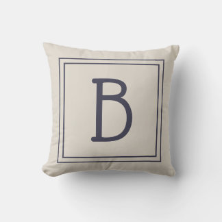Trendy Monogram Letter Initial Neutral Tan Blue Kissen