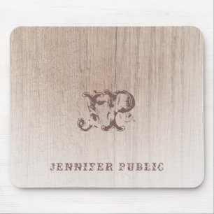 Trendy Monogram Look Distressed Text Template Mousepad