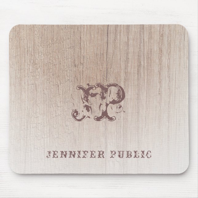 Trendy Monogram Look Distressed Text Template Mousepad (Vorne)