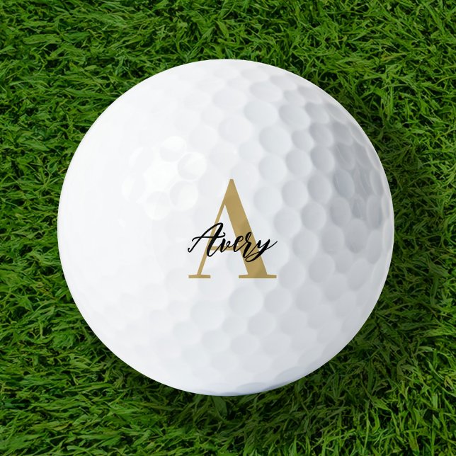 Trendy Monogram mit Skriptname Overlay Golfball (Von Creator hochgeladen)