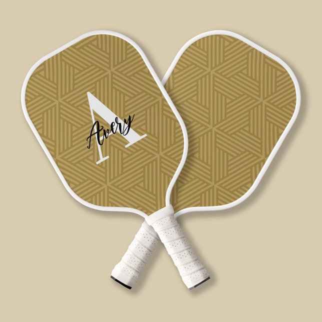 Trendy Monogram mit Skriptname Overlay Pickleball Schläger (Von Creator hochgeladen)
