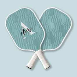 Trendy Monogram mit Skriptname Overlay Pickleball Schläger