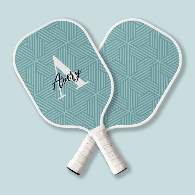 Trendy Monogram mit Skriptname Overlay Pickleball Schläger (Von Creator hochgeladen)