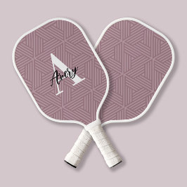 Trendy Monogram mit Skriptname Overlay Pickleball Schläger