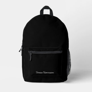 Trendy Monogram Modern Black Script Name Bedruckter Rucksack
