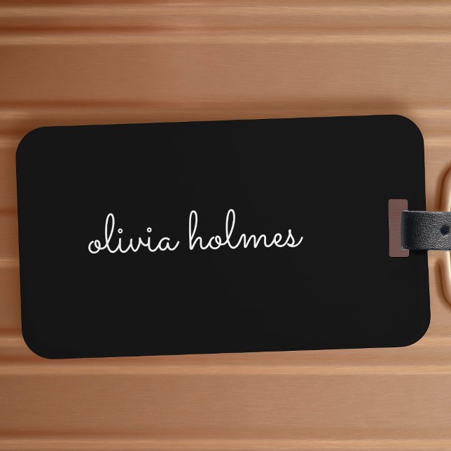 Trendy Monogram | Modern Black Script Name Gepäckanhänger (Von Creator hochgeladen)