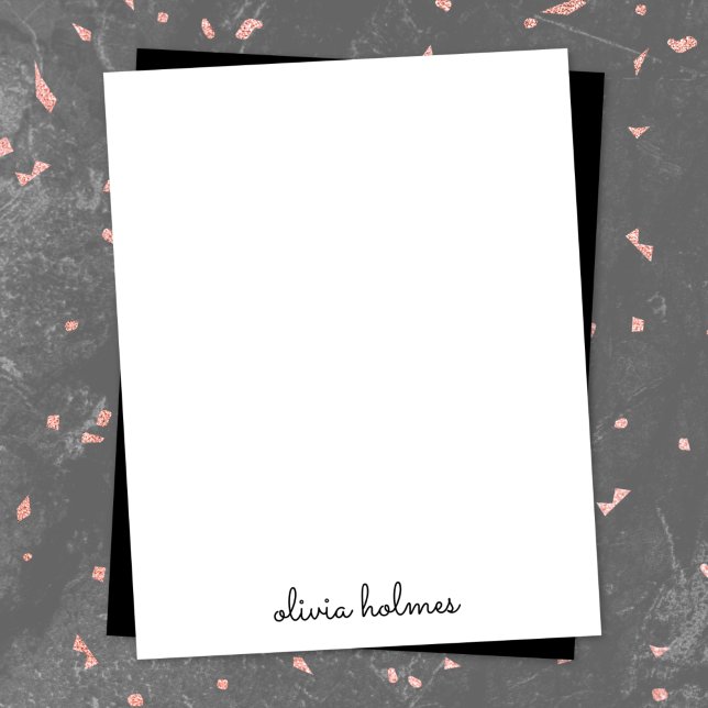 Trendy Monogram | Modern Black Script Name Mitteilungskarte (Von Creator hochgeladen)