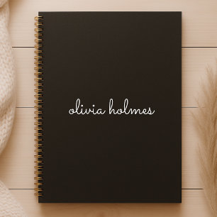 Trendy Monogram Modern Black Script Name Planer
