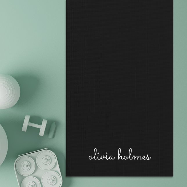 Trendy Monogram | Modern Black Script Name Yogamatte (Von Creator hochgeladen)