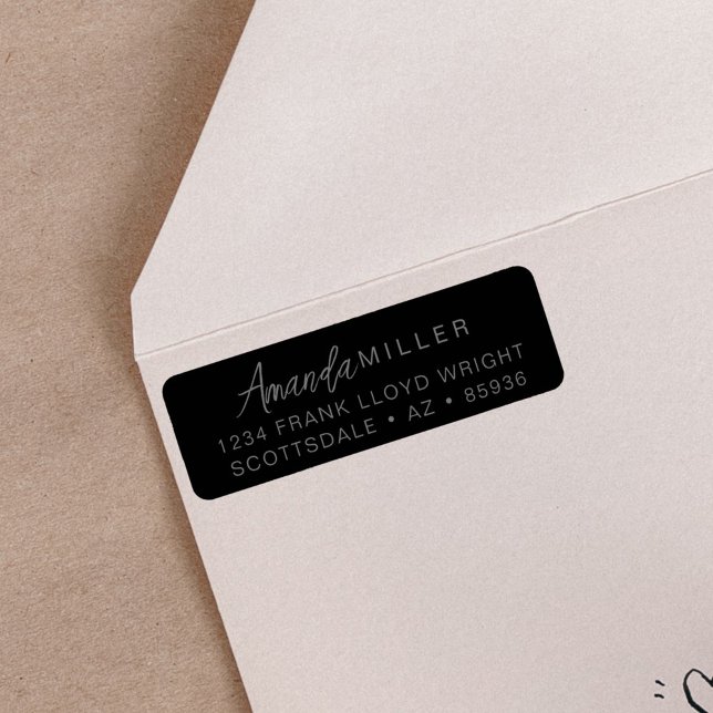 Trendy Monogram Modern Simple Black Rücksendeadres (Von Creator hochgeladen)