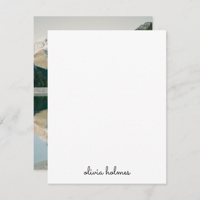 Trendy Monogram | Modernes Black Script Name Foto Mitteilungskarte (Vorne/Hinten)