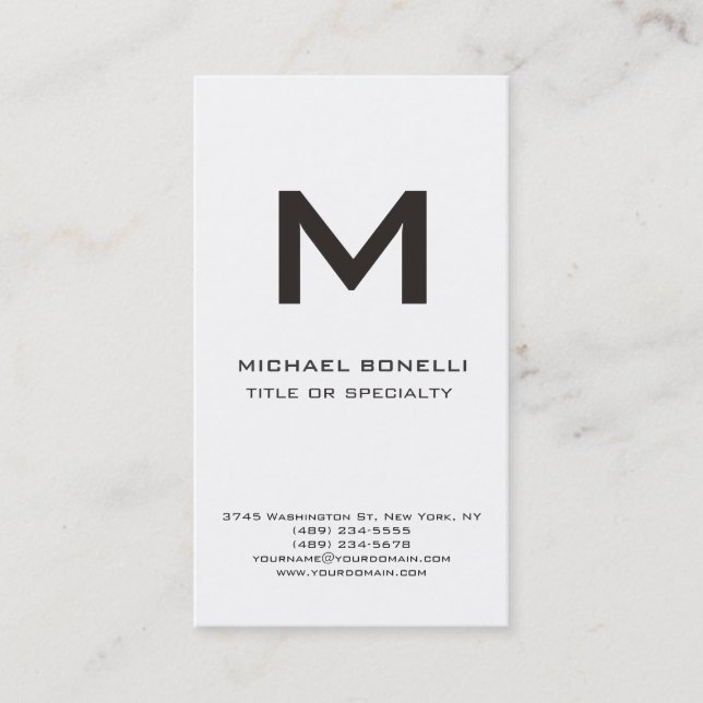 Trendy Monogram Schwarz-weiß Modern Business Card Visitenkarte (Vorderseite)