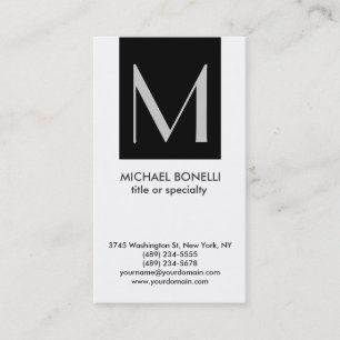 Trendy Monogram Schwarz-weiß Simple Business Card Visitenkarte