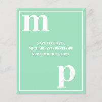 Trendy Monogram Seafoam Green Budget Save the Date