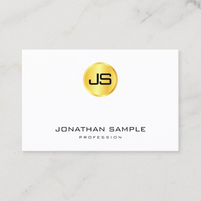 Trendy Monogram Template Gold Look White Modern Visitenkarte (Vorderseite)