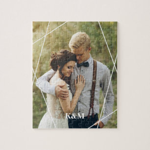 Trendy Monogram Wedding Foto Puzzle