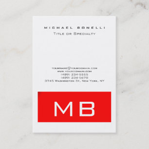 Trendy Monogram White Strip Business Card Visitenkarte
