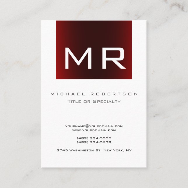 Trendy Monogram White Strip weiße Visitenkarte (Vorderseite)