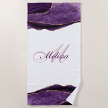 trendy monogramm gold und lila agate