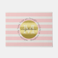 Trendy Monogramm-GoldGlitzer erröten rosa Streifen