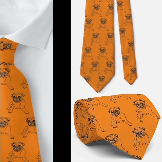 Trendy Mops Dog Orange Classic Moderne Neck Tie Krawatte (Von Creator hochgeladen)