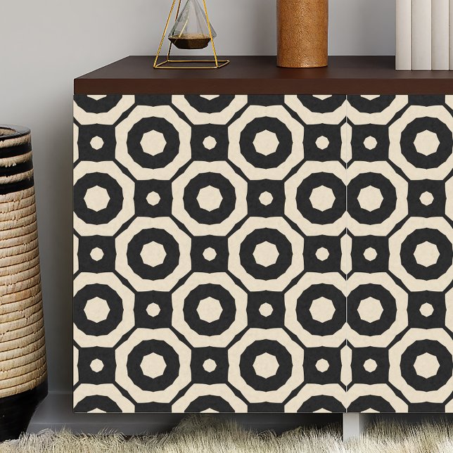 Trendy Mosaic Black & Beige Geometric Muster Seidenpapier (Von Creator hochgeladen)