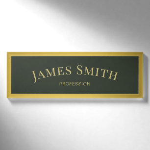 Trendy Moss Green Luxury Gold: Modernes Berufliche Namenschild
