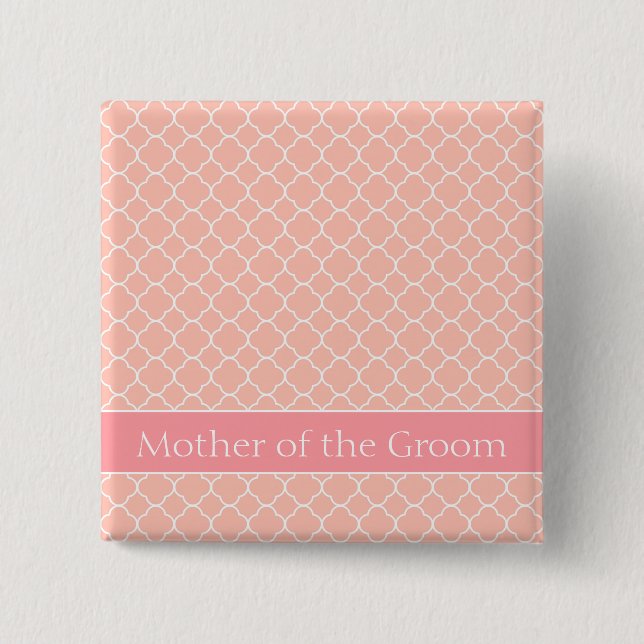 Trendy Mother of the Groom Pink and White Button (Vorderseite)