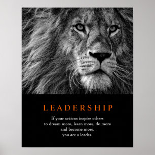 Trendy Motivational Leadership Lion Black & White Poster