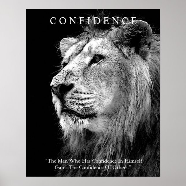 Trendy Motivierend Confidence Lion Inspiration Poster (Vorne)
