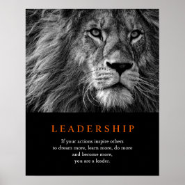 Trendy Motivierend Leadership Lion Black & White Poster