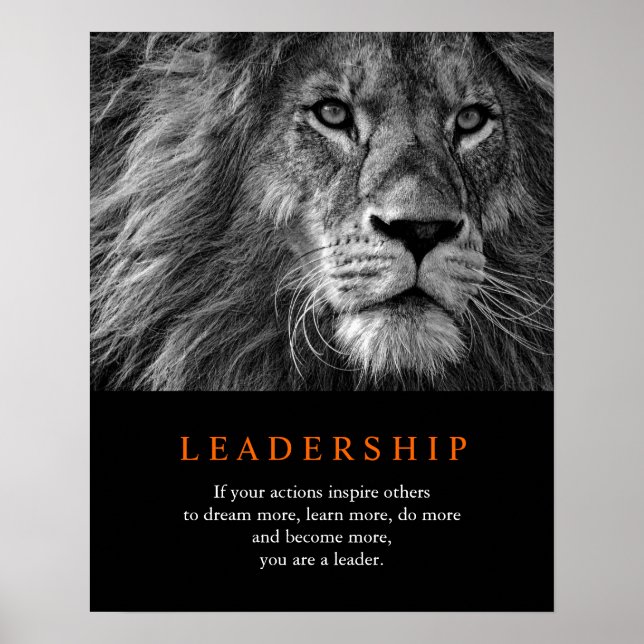 Trendy Motivierend Leadership Lion Black & White Poster (Vorne)