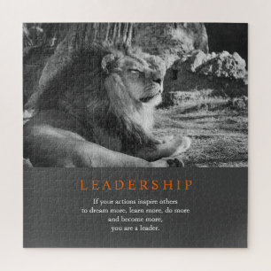 Trendy Motivierend Leadership Lion Black & White Puzzle