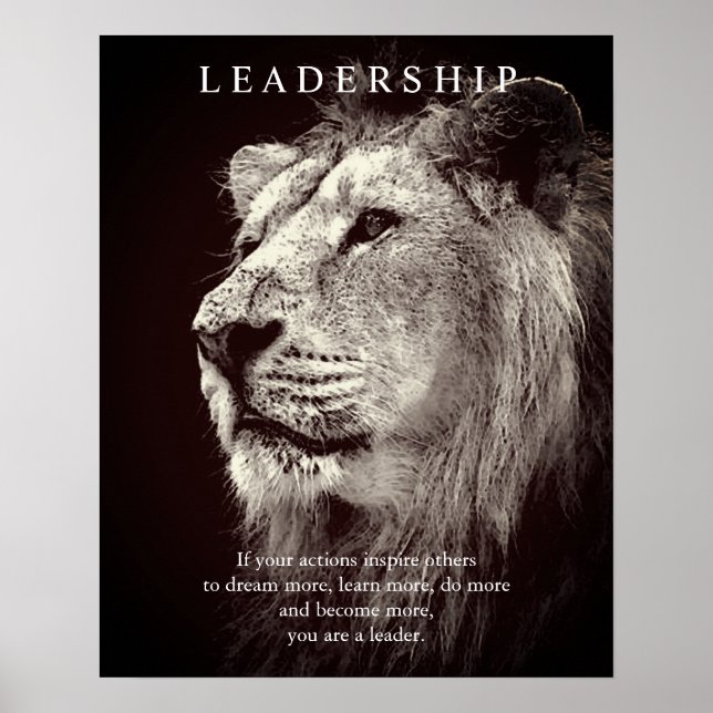 Trendy Motivierend Leadership Lion Brown Poster (Vorne)