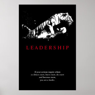 Trendy Motivierend Leadership Tiger Schwarz-weiß Poster