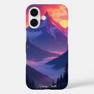Trendy Mountain Sunset Landschaftliche Landschaf iPhone 16 Hülle
