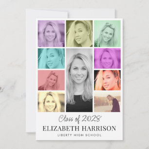 Trendy Multi-Color Foto Collage Graduation Party Einladung