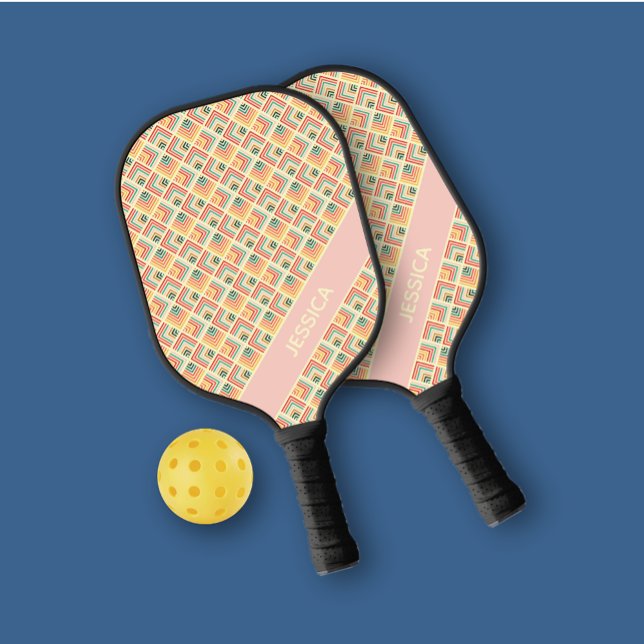 Trendy MultiColor Geometric Muster Pink Personal Pickleball Schläger (Von Creator hochgeladen)