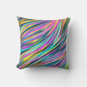 Trendy Multicolor Neon Psychedelic Abstract Design Kissen