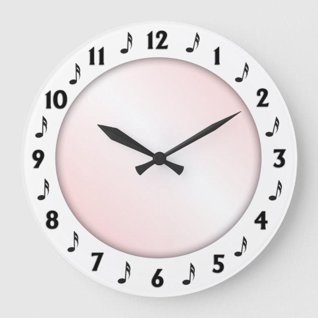 Trendy Music Design Pink Große Wanduhr (Vorderseite)