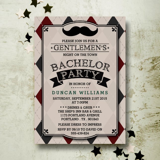 Trendy Mustache Bachelor Party Einladungen (Von Creator hochgeladen)