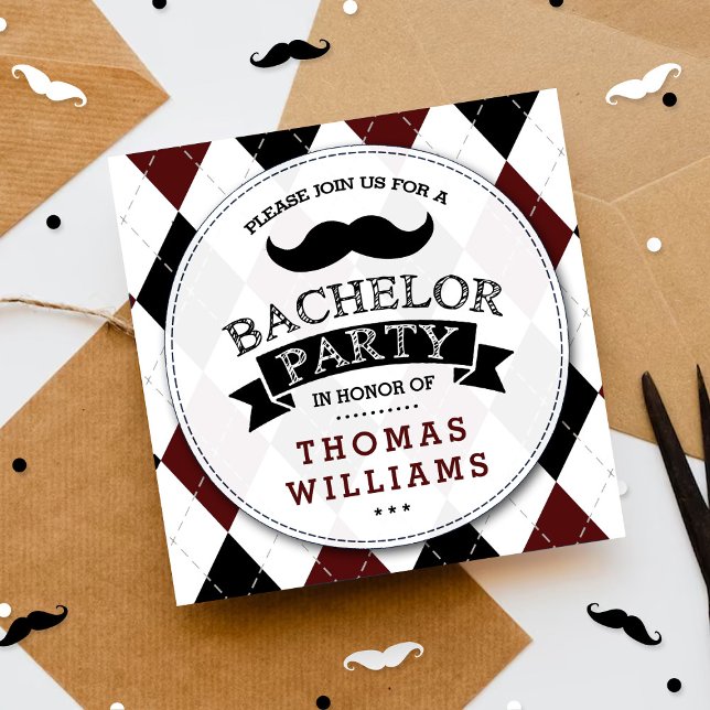 Trendy Mustache Bachelor Party Einladungen (Von Creator hochgeladen)