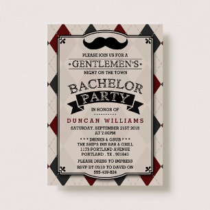 Trendy Mustache Bachelor Party Einladungen