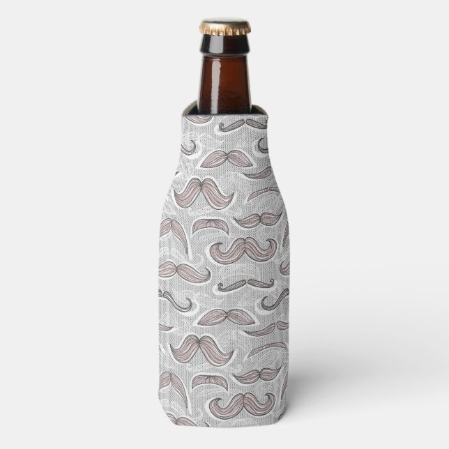 Trendy Mustache Pattern Flaschenkühler (Flaschenvorderseite)