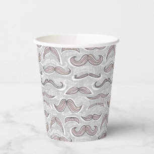 Trendy Mustache Pattern Pappbecher