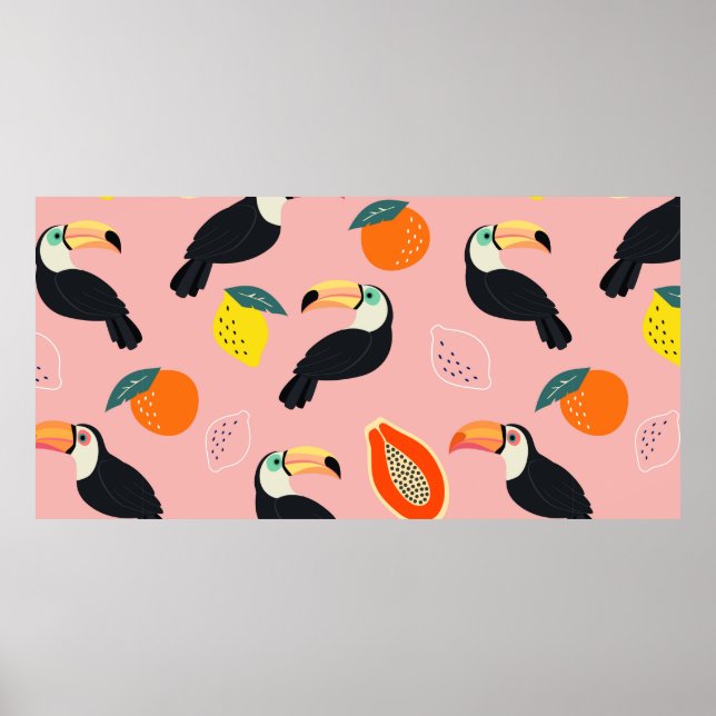 Trendy Muster mit Toucan und abstrakten tropischen Poster (Vorne)