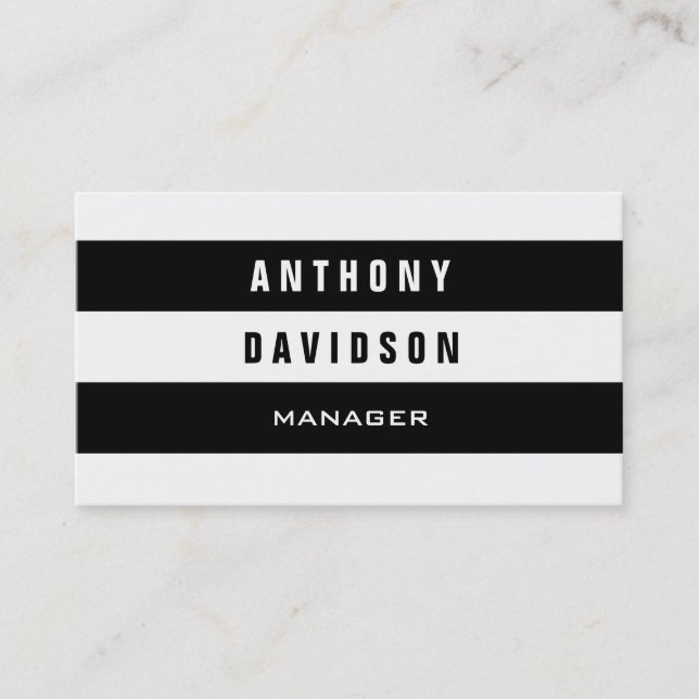 Trendy Muster White Black Striping Business Card Visitenkarte (Vorderseite)